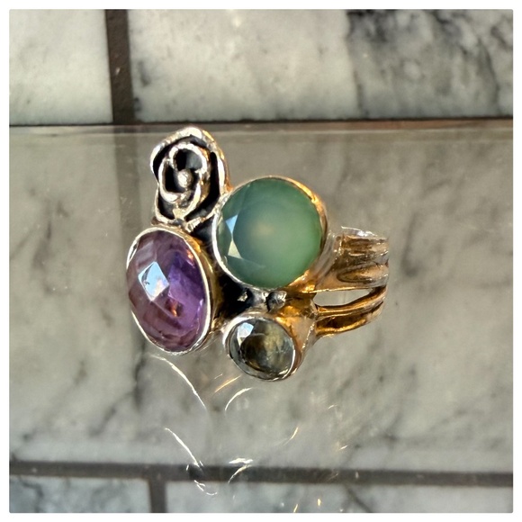 Israel Sterling Cluster Ring - Picture 1 of 3